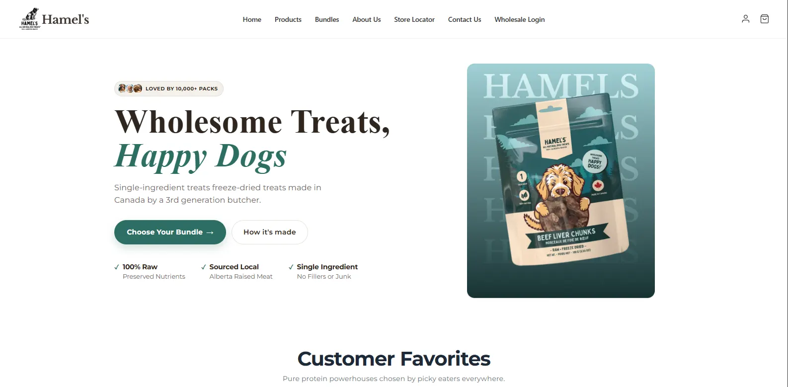 Hamel's Treats – custom Shopify store